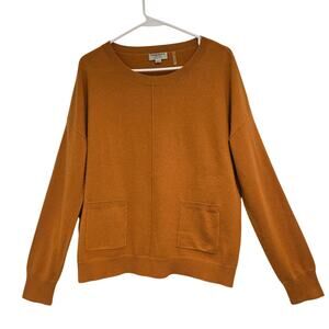 Repeat Burnt Orange 100% Cashmere Oversized Pullover Front Pockets, Sz 38 / US S